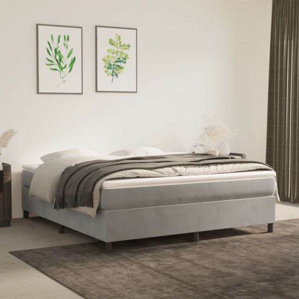 Lit Gris clair 180x200 cm Velours