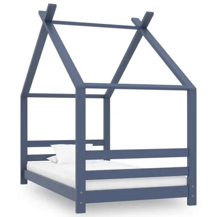 Lit d'enfant Gris Bois de pin massif 80x160 cm