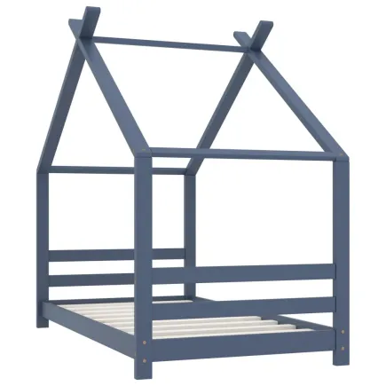 Lit d'enfant Gris Bois de pin massif 80x160 cm 2