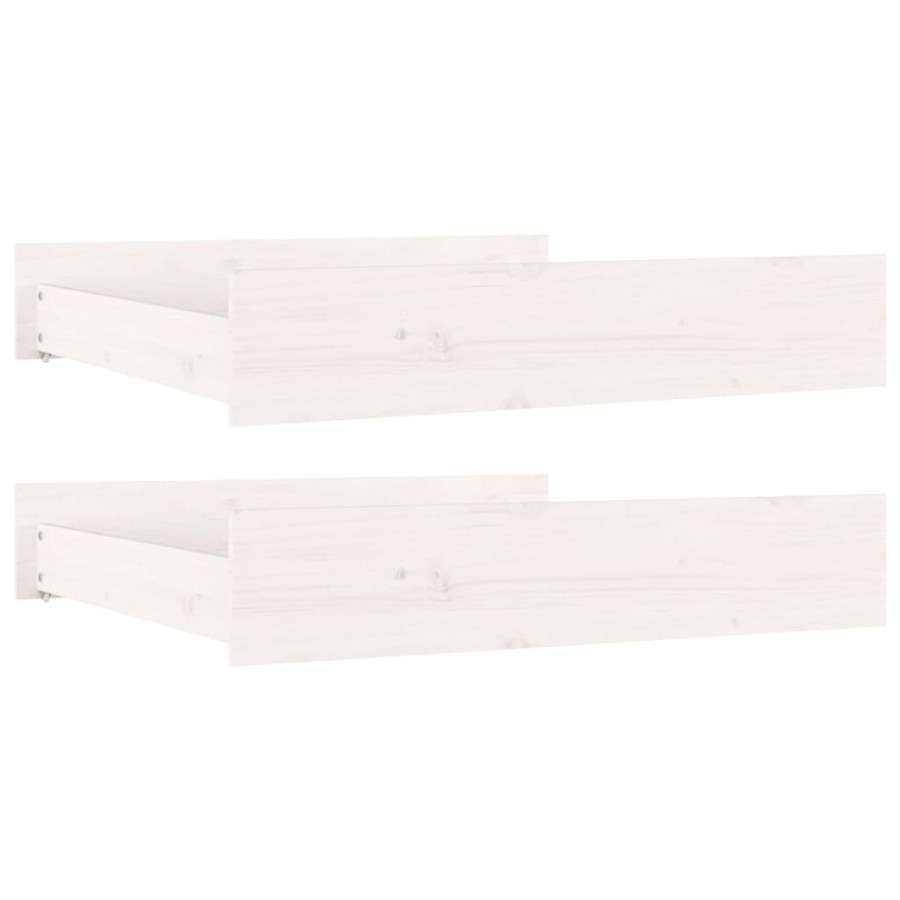 Tiroirs de lit 2 pcs blanc Bois de pin massif