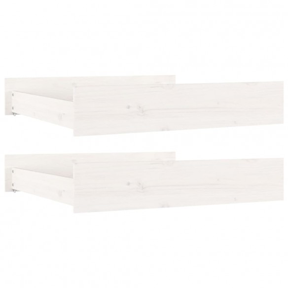 Tiroirs de lit 2 pcs blanc Bois de pin massif Tiroirs de lit 2 pcs blanc Bois de pin massif
