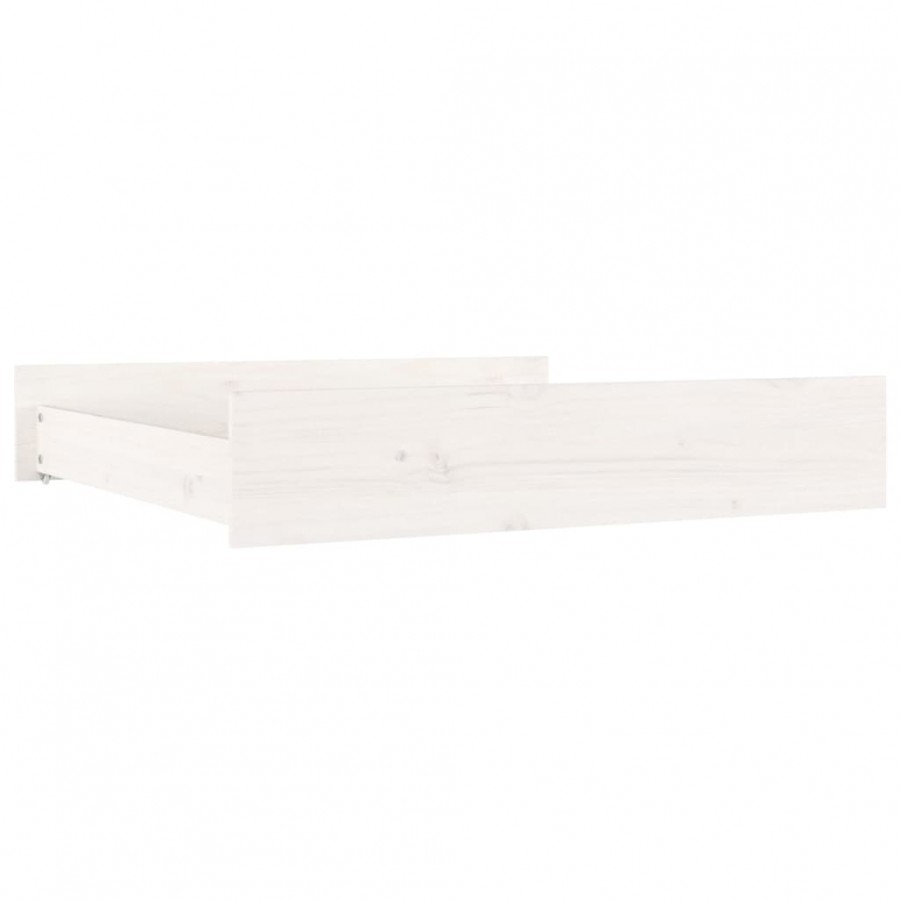 Tiroirs de lit 2 pcs blanc Bois de pin massif