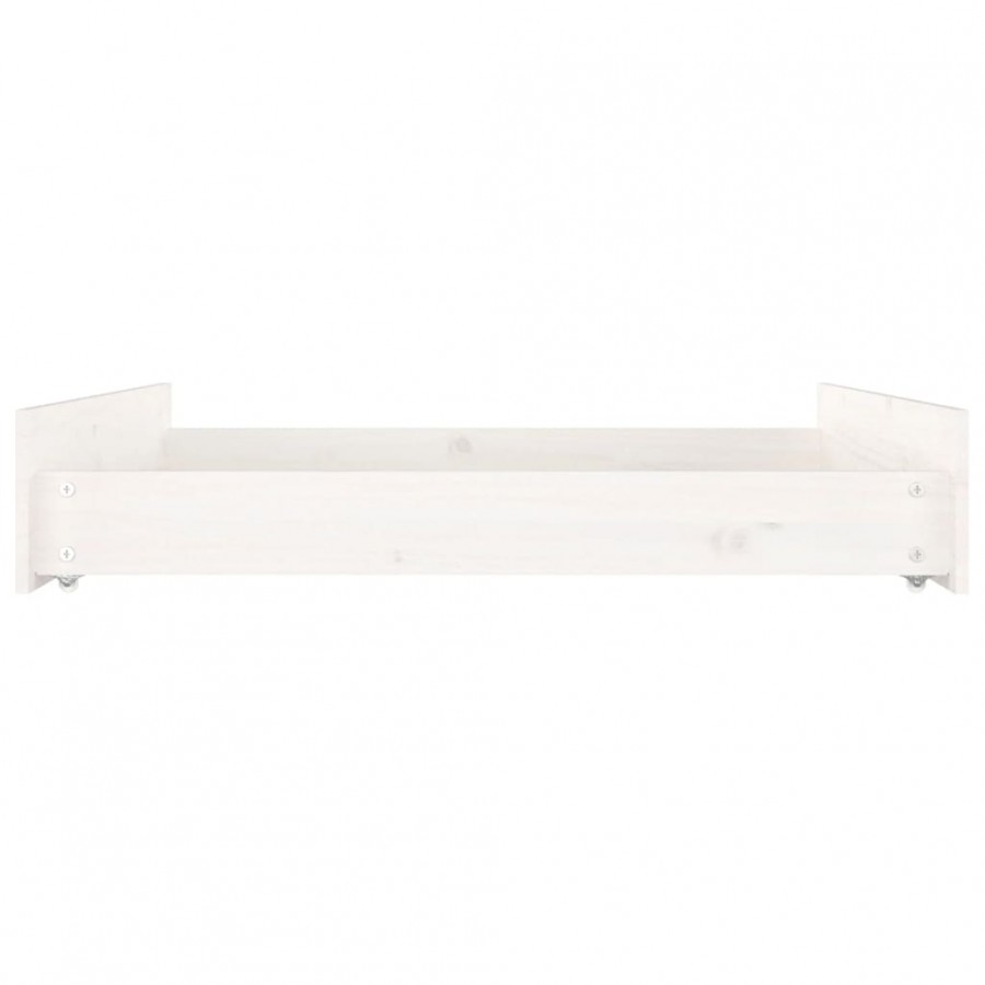 Tiroirs de lit 2 pcs blanc Bois de pin massif