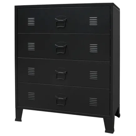 Commode à tiroirs Métal Style Industriel 78 x 40 x 93 cm Noir 2
