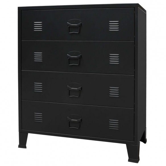 Commode à tiroirs Métal Style Industriel 78 x 40 x 93 cm Noir Commode à tiroirs Métal Style Industriel 78 x 40 x 93 cm Noir
