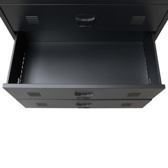 Commode à tiroirs Métal Style Industriel 78 x 40 x 93 cm Noir Commode à tiroirs Métal Style Industriel 78 x 40 x 93 cm Noir