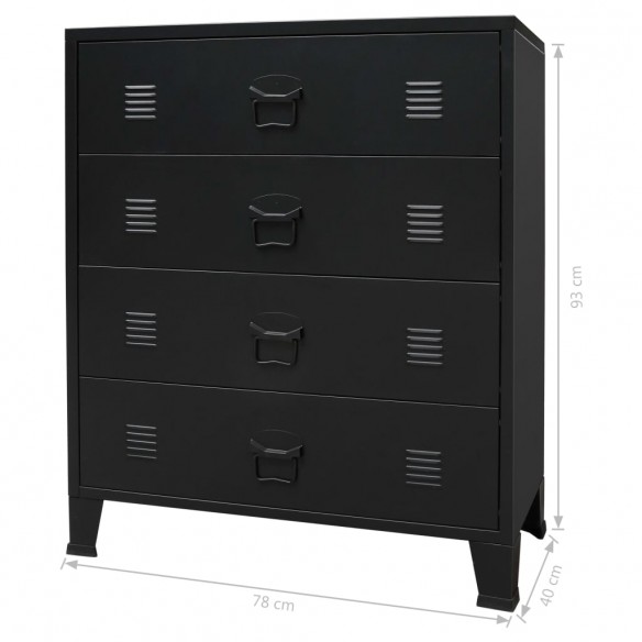 Commode à tiroirs Métal Style Industriel 78 x 40 x 93 cm Noir Commode à tiroirs Métal Style Industriel 78 x 40 x 93 cm Noir