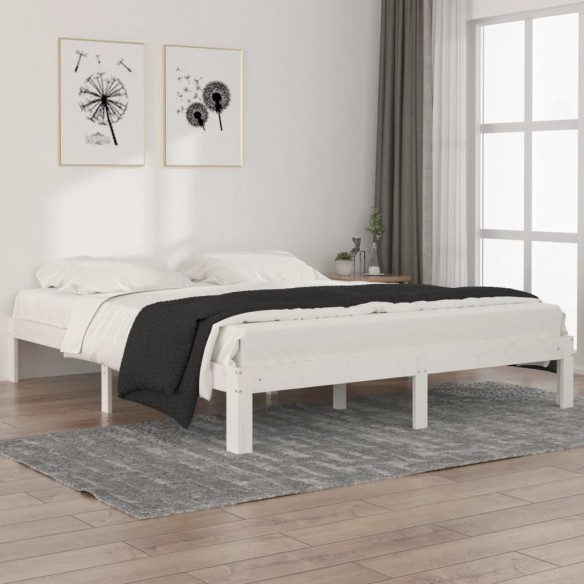 Lit Blanc Bois de pin massif 160x200 cm