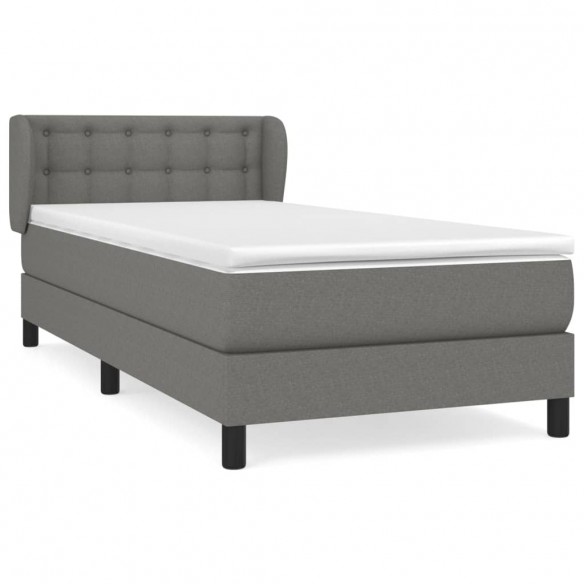 Lit avec matelas Gris foncé 90x200 cm Tissu
