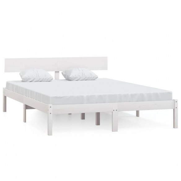 Lit Blanc Bois de pin massif 160x200 cm