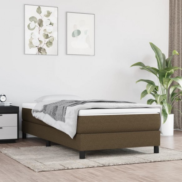 Lit Marron foncé 100x200 cm Tissu