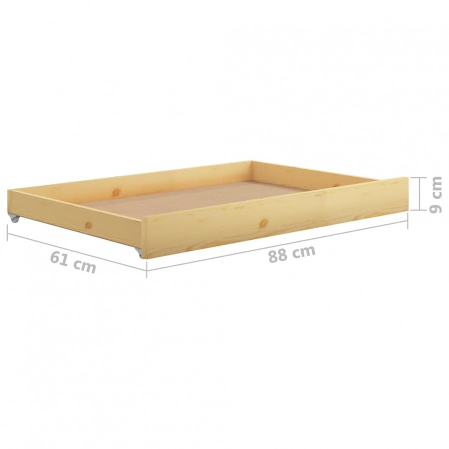 Tiroirs de lit 2 pcs Bois de pin massif
