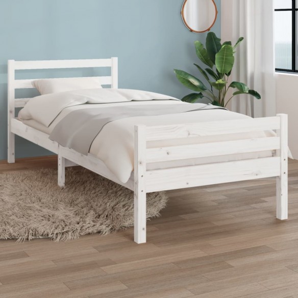Lit Blanc Bois massif 90x200 cm