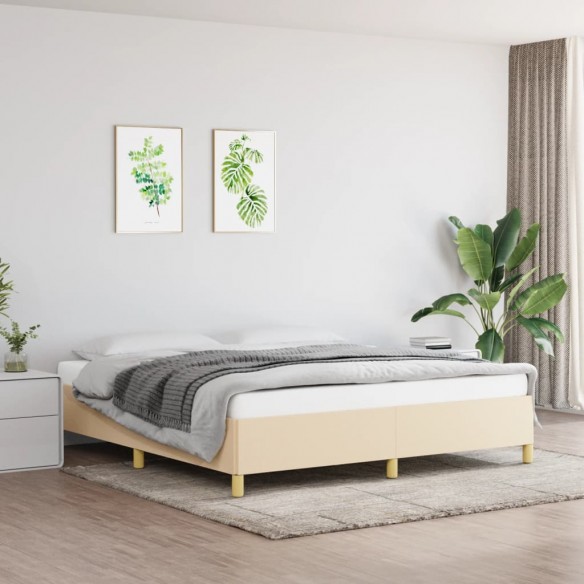 Lit Crème 160 x 200 cm Tissu