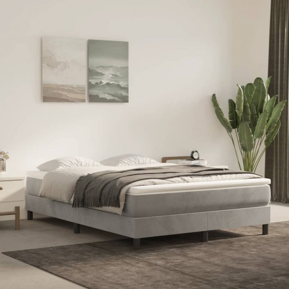 Lit Gris clair 140x200 cm Velours