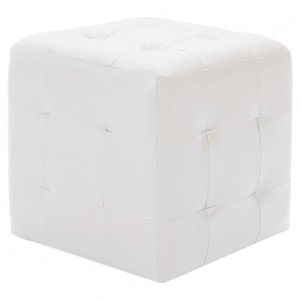 Poufs 2 pcs Blanc 30 x 30 x 30 cm Similicuir Poufs 2 pcs Blanc 30 x 30 x 30 cm Similicuir