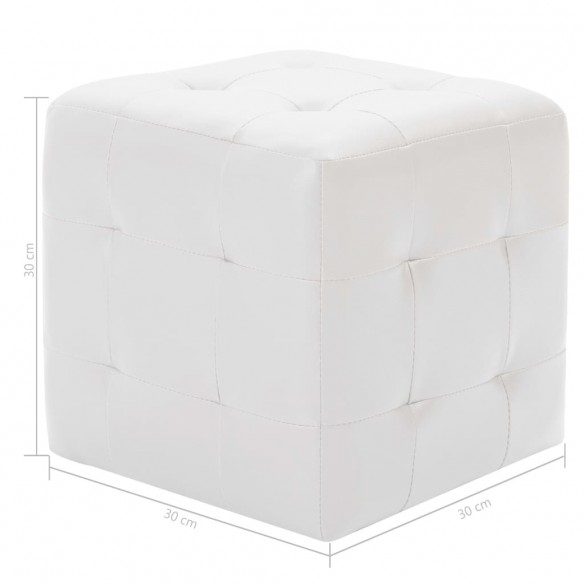 Poufs 2 pcs Blanc 30 x 30 x 30 cm Similicuir Poufs 2 pcs Blanc 30 x 30 x 30 cm Similicuir