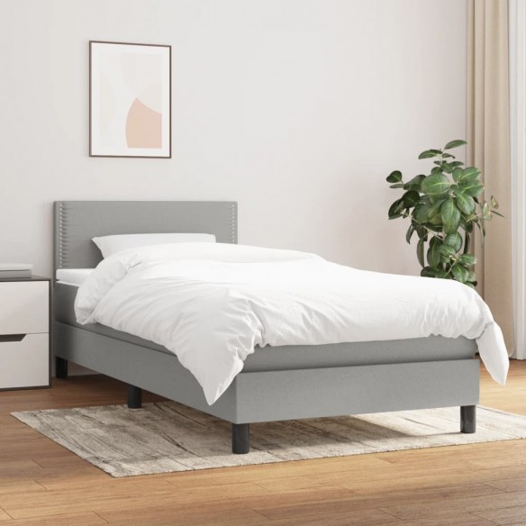 Lit avec matelas Gris clair 90x200 cm Tissu