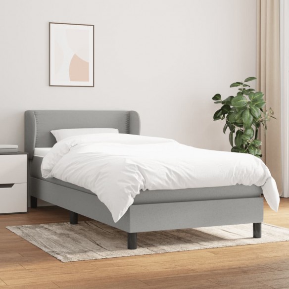 Lit avec matelas Gris clair 90x200 cm Tissu
