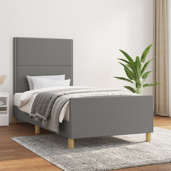 Lit avec tête de lit Gris foncé 80x200 cm Tissu