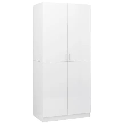 Garde-robe Blanc brillant 90x52x200 cm Aggloméré 2