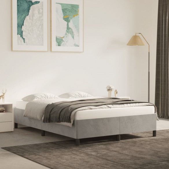 Lit Gris clair 140x200 cm Velours