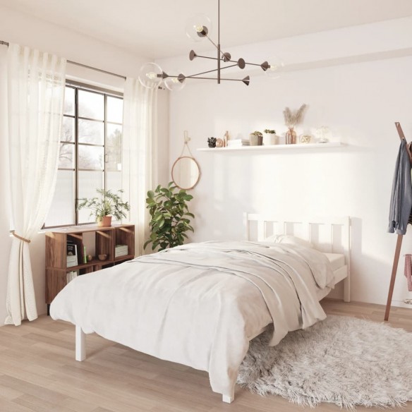 Lit Blanc Bois de pin massif 90x200 cm