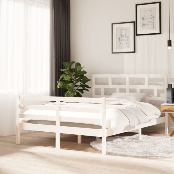 Lit Blanc Bois massif 140x200 cm