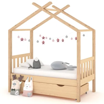 Lit d'enfant avec tiroir Bois de pin massif 70x140 cm