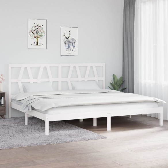 Lit Blanc Bois de pin massif 200x200 cm