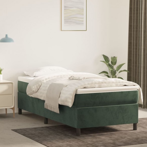 Lit avec matelas Vert foncé 100x200 cm