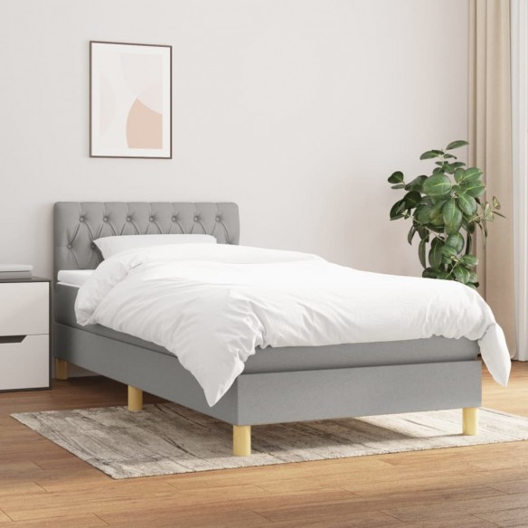 Lit et matelas Gris clair 90x190 cm Tissu