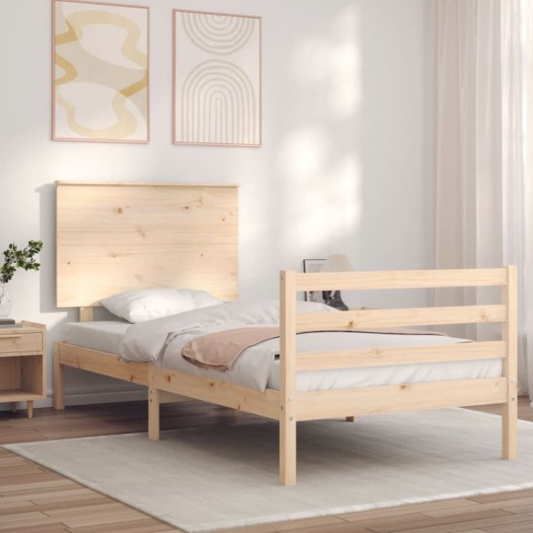 Lit avec tête de lit petit simple bois massif