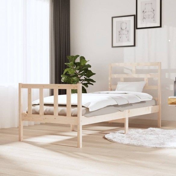 Lit bois de pin massif 75x190 cm petit simple