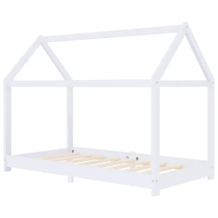Lit d'enfant Blanc Bois de pin massif 70x140 cm 2