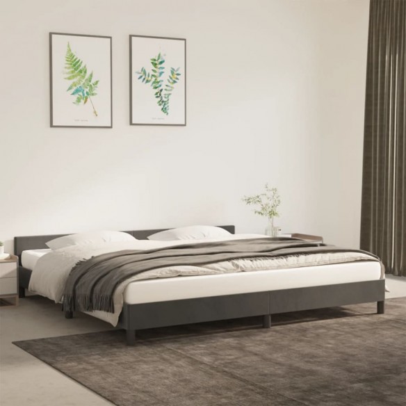 Lit avec tête de lit Gris foncé 200x200 cm Velours