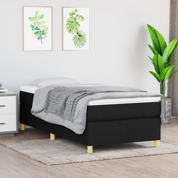 Lit avec matelas Noir 90x200 cm Tissu
