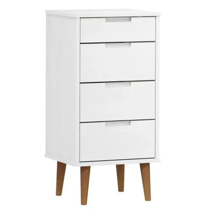 Commode MOLDE Blanc 40x35x82 cm Bois de pin massif 2