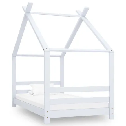 Lit d'enfant Blanc Bois de pin massif 80x160 cm