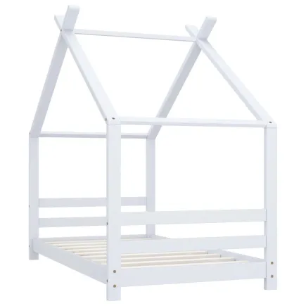 Lit d'enfant Blanc Bois de pin massif 80x160 cm 2