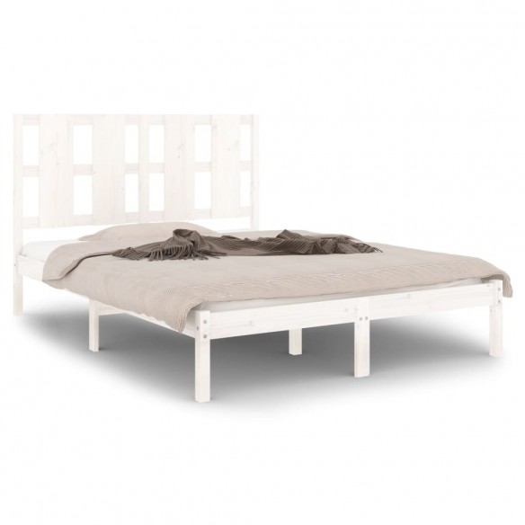 Lit Blanc Bois de pin massif 140x200 cm