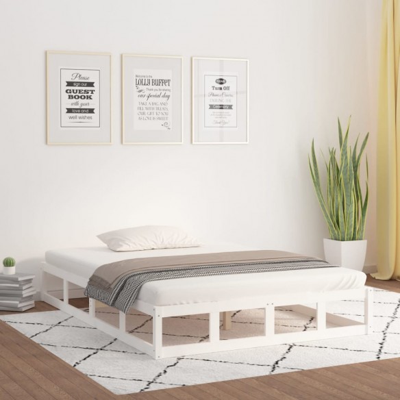 Lit Blanc 140x190 cm Bois massif