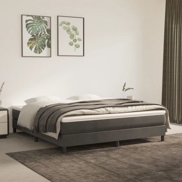 Lit Gris foncé 160x200 cm Velours