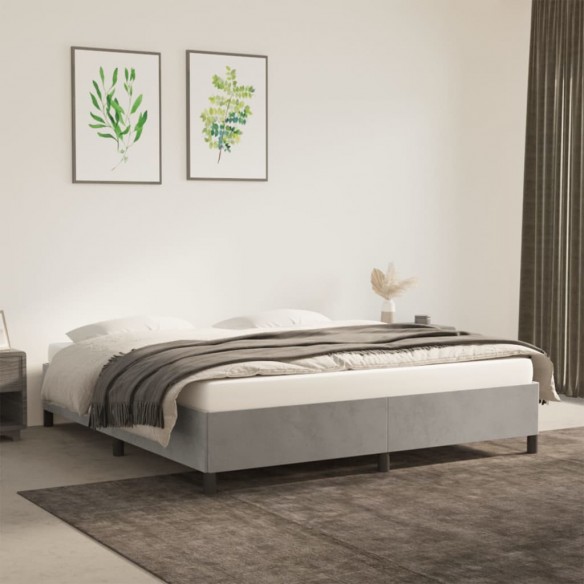 Lit Gris clair 160x200 cm Velours