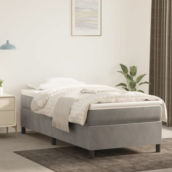Lit Gris clair 100x200 cm Velours