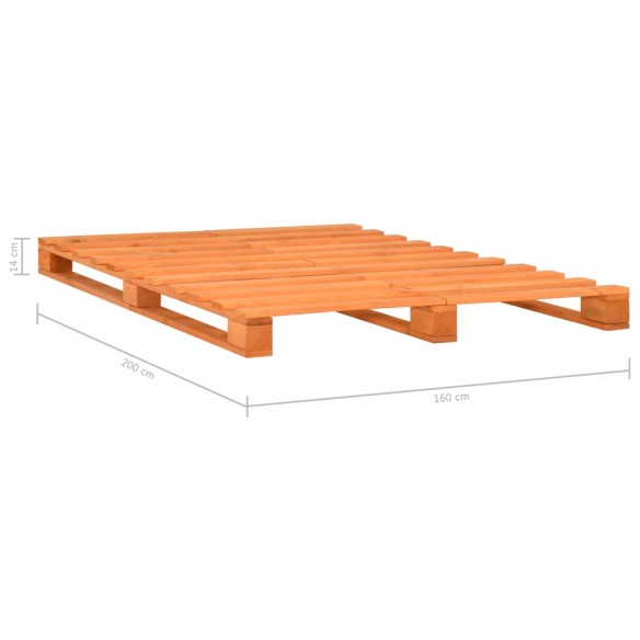 Lit de palette Marron Bois de pin massif 160 x 200 cm