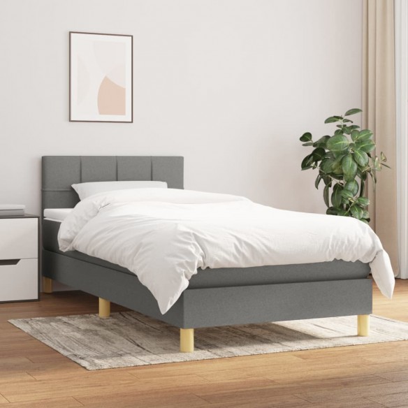 Lit avec matelas Gris foncé 90x200 cm Tissu
