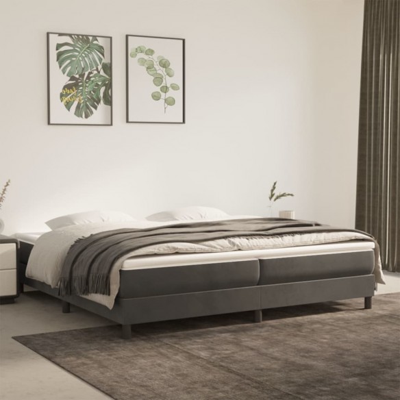 Lit Gris foncé 200x200 cm Velours