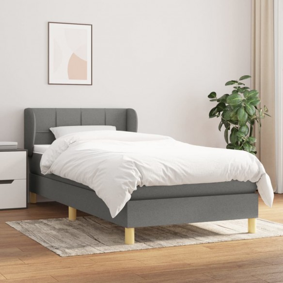 Lit avec matelas Gris foncé 80x200 cm Tissu