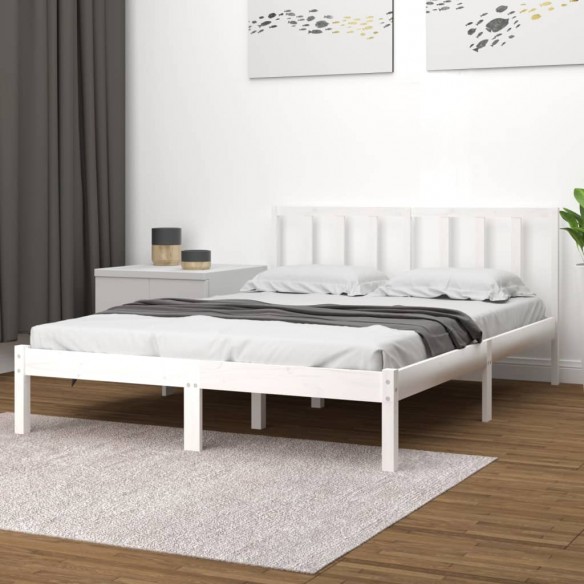 Lit Blanc Bois de pin massif 160x200 cm